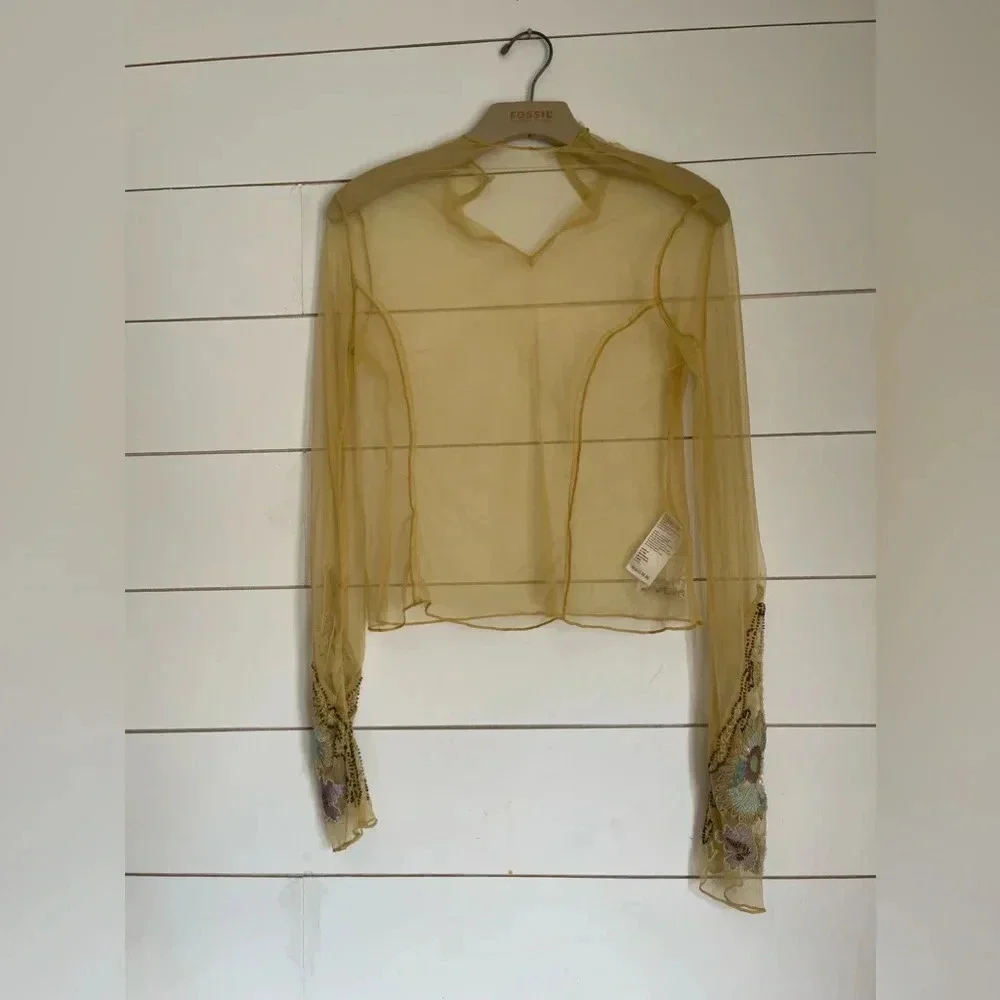 NWOT Free People Bali Posie Mesh Bead Embellished Cami Top